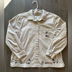 Vintage embroidered dog shirt size L